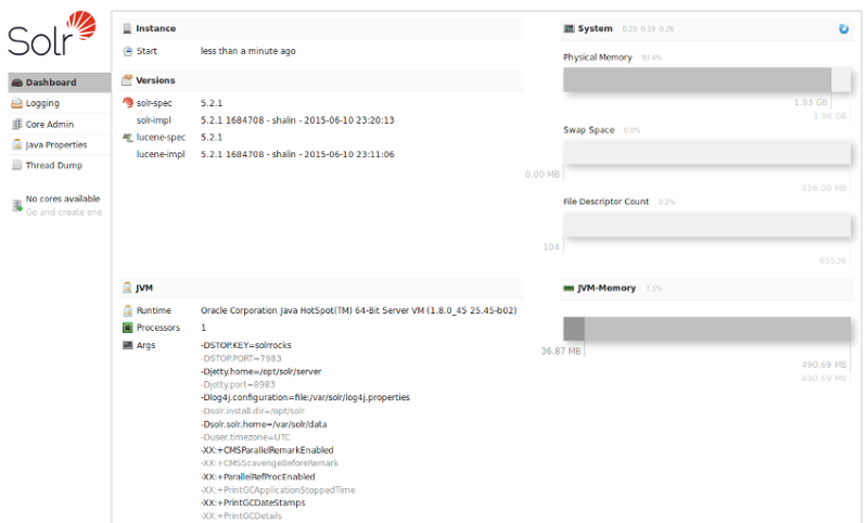 Solr 5 web interface